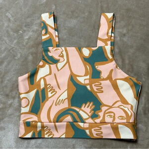 Dazey LA Anthropologie Activewear Sports Bra Green Peach Size Small